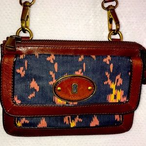 Fossil Leather and Canvas Crossbody